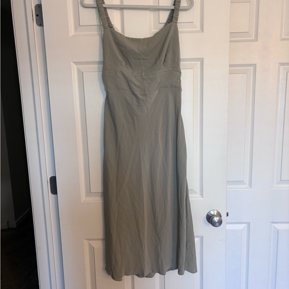 Abercrombie & Fitch Open Tie-Back Slip Midi Dress